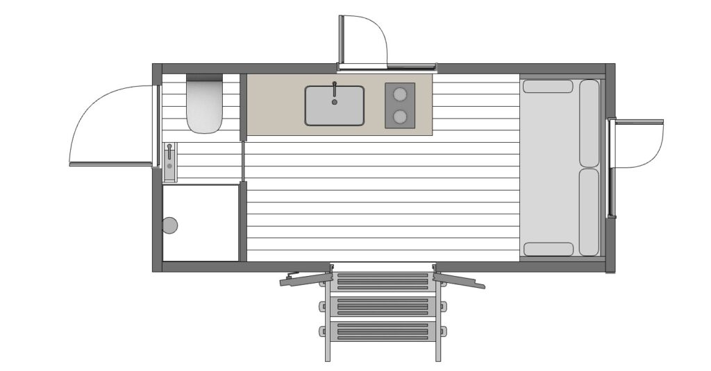 The Lookout 2 shepherd hut furnished floor plan