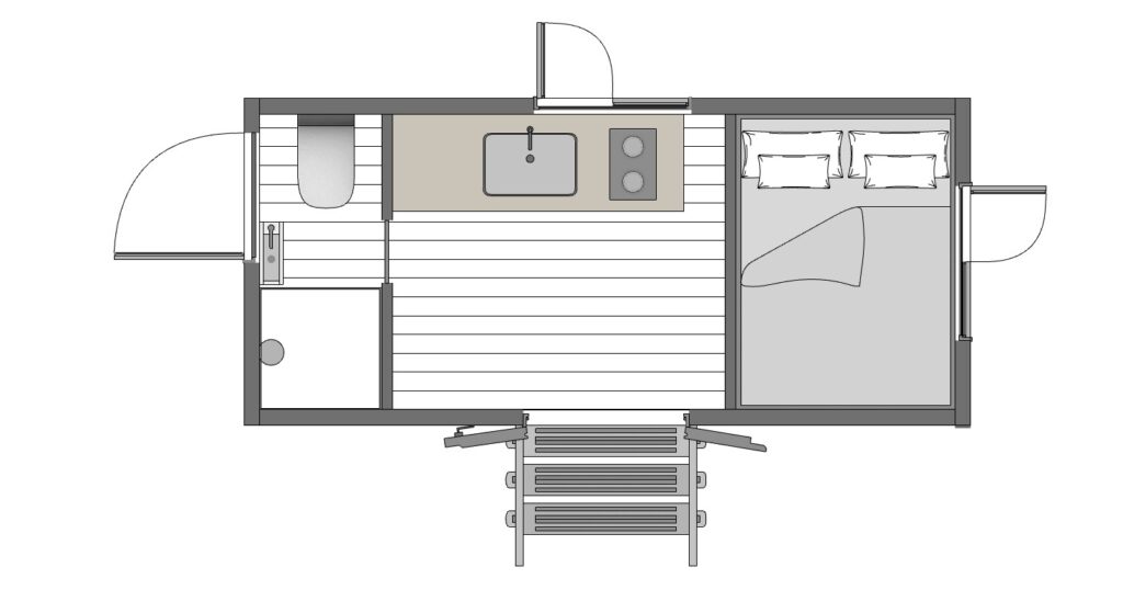 The Lookout shepherd hut furnished floor plan