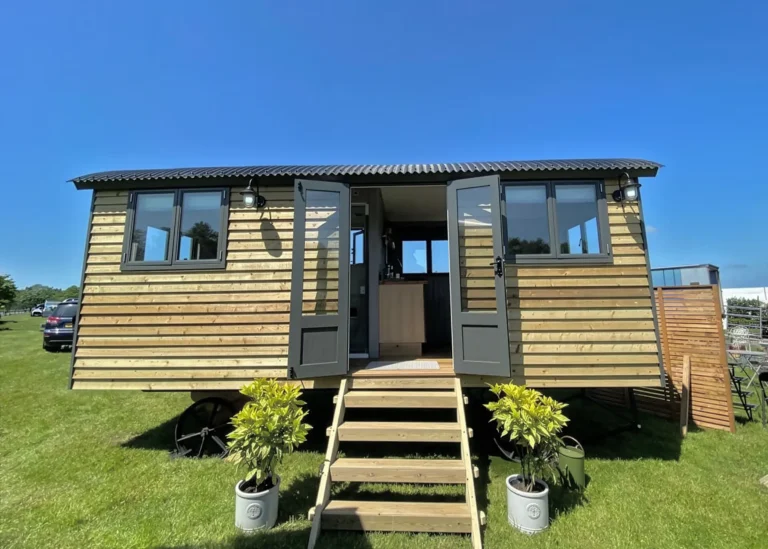 The Lodge Wooden Clad Exterior Hut by Belringham Shepherd Huts
